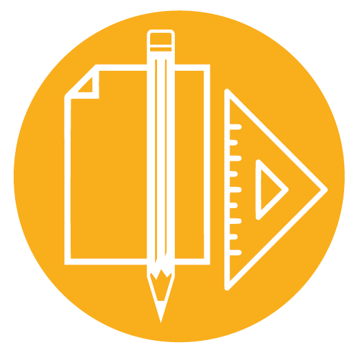 Icon with a pencil and protractor