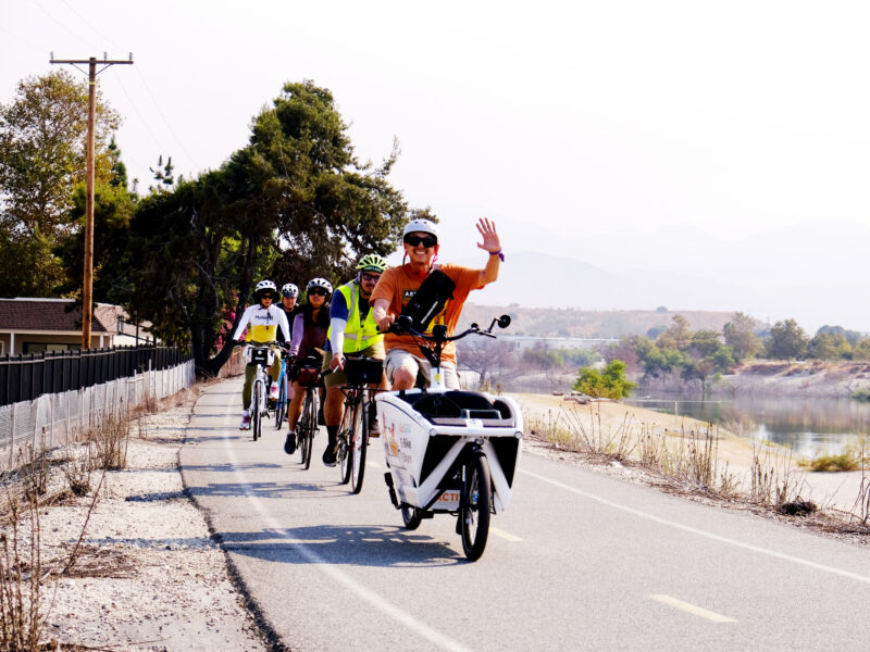 People riding bikes